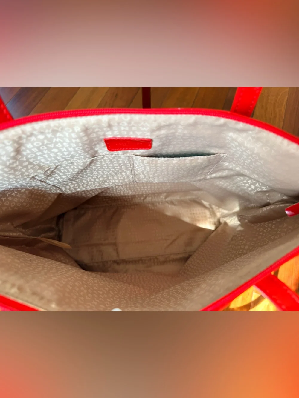 Kate Spade New York Red Patent Leather Polka Dot Tote Bag